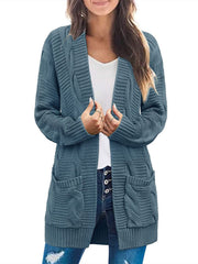 Damen Langarm Zopfstrick Cardigan Pullover