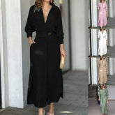 Baumwoll-Leinen Maxikleid – Lockeres Casual Sommerkleid Lang