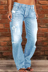 Zerrissene tief sitzende Straight Leg Jeans (Kaufe 2, versandkostenfrei)