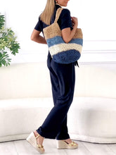 Women's V Neck Top Casual Two Piece Suit