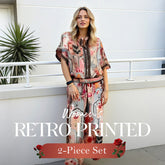 ⏳Zeitlich begrenztes Angebot⏰Damen-Set mit bedrucktem Top und weiter Hose, 2-teilig