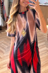 Damen lässiger Zweiteiler aus Tie-Dye-Schlitz-Top und Hose