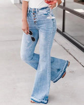 90er Vintage High-Waist Schlagjeans mit Knöpfen
