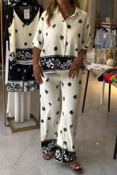 Lässiges zweiteiliges Set für Damen mit Print