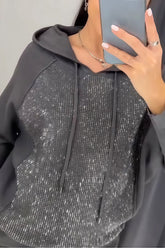 🔥Freizeit-Trainingsanzug für Damen mit Kapuze und Diamantenverzierung