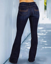 Damen Retro Bootcut Hose mit mittlerer Bundhöhe (2 kaufen, kostenloser Versand)