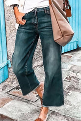 Jeans mit geradem Bein, mittlerer Bundhöhe und offenem Saum in Used-Optik (2 zum Preis von 1, kostenloser Versand)