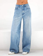 High-Waist Weite Jeans mit langem Bein