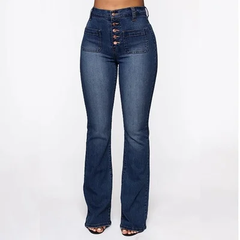 🔥🔥High Waist Schlagjeans mit Knopfleiste und Po-Push-up-Effekt