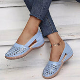 Damen Wedges Orthopädische Ausgeschnittene PU Sommer Vintage Sandalen
