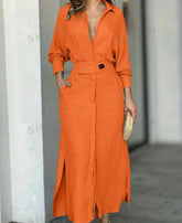 Baumwoll-Leinen Maxikleid – Lockeres Casual Sommerkleid Lang