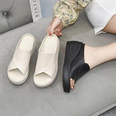 LetcloTM Damen Italienische Plateau-Slipper aus weichem Leder