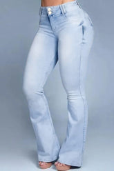 Butt-Lifting Schlagjeans mit Knopfleiste