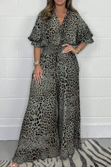 Leopard gemusterter lässiger lockerer Overall