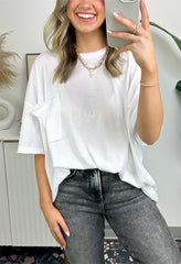 Damen-T-Shirt mit offener Kante, kastenförmiger Schnitt (3 kaufen, kostenloser Versand)