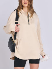 Damen Oversized Tunic Hoodie mit kurzem Reißverschluss (2 kaufen, kostenloser Versand)