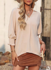Damen lässige 3/4-Arm V-Ausschnitt Basic-Oberteile (3 kaufen, kostenloser Versand)