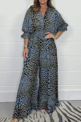 Leopard gemusterter lässiger lockerer Overall