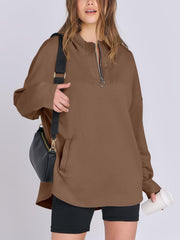 Damen Oversized Tunic Hoodie mit kurzem Reißverschluss (2 kaufen, kostenloser Versand)