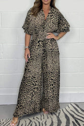 Leopard gemusterter lässiger lockerer Overall