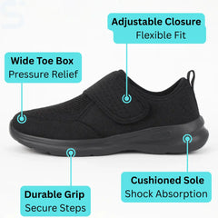 Verstellbare orthopädische Schuhe für geschwollene Füße – Einfaches Anziehen