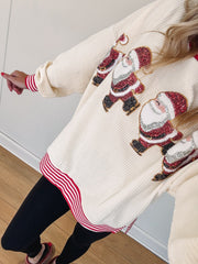 Damen Skating Weihnachtsmann Pailletten Pullover (Kaufe 2, Versandkostenfrei)