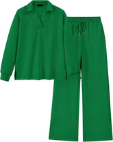 Damen Revers V-Ausschnitt Strukturierte Lounge-Sets (2 kaufen, kostenloser Versand)