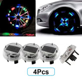 4x Universal RGB LED Auto-Radnabenleuchten – Solar- & Fernbedienung