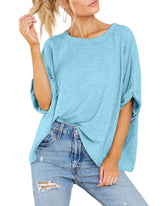Damen Sommer Oversized Freizeit T-Shirt (3 kaufen, kostenloser Versand)