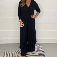 Two Piece Casual Long Top and Casual Trousers