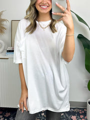 Damen-T-Shirt mit offener Kante, kastenförmiger Schnitt (3 kaufen, kostenloser Versand)