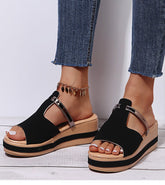 Damen Leder Plateau Keilabsatz Orthopädische Sandalen