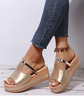 Damen Leder Plateau Keilabsatz Orthopädische Sandalen