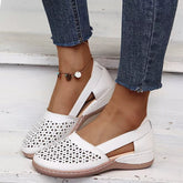 Damen Wedges Orthopädische Ausgeschnittene PU Sommer Vintage Sandalen