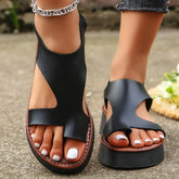 ORTHOPÄDISCHE DAMEN-PLATEAU-WEDGESANDALEN AUS LEDER