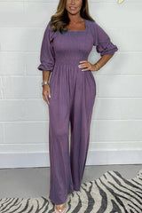 Women's Square Neck High Waist Pleated Jumpsuit(Buy 2 Free Shipping)