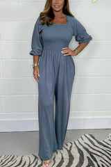 Women's Square Neck High Waist Pleated Jumpsuit(Buy 2 Free Shipping)