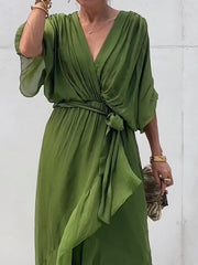 Elegantes Chiffonkleid mit V-Ausschnitt – Fließend, Sommer & Anlass