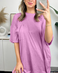 Damen-T-Shirt mit offener Kante, kastenförmiger Schnitt (3 kaufen, kostenloser Versand)