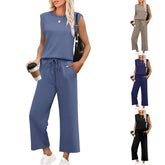 Women's Sleeveless Top & Wide-Leg Pants 2-Piece Set