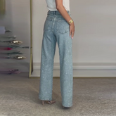 🔥Gerade geschnittene Jeans mit Strass