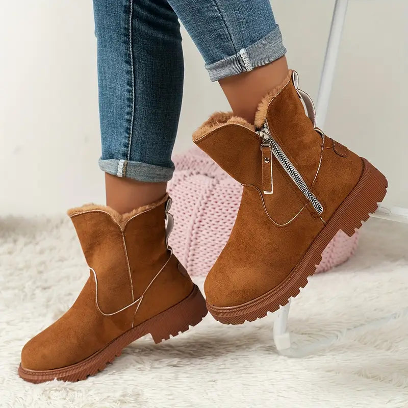 Gefütterte Martin-Stiefeletten mit Reißverschluss für Damen ( 2 KAUFEN, VERSAND KOSTENLOS )