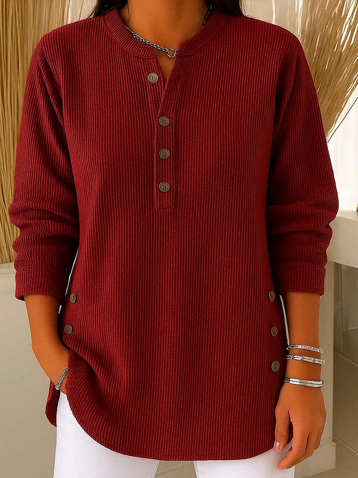 Damen einfarbiger Rundhals-Langarm-Freizeitstrickpullover