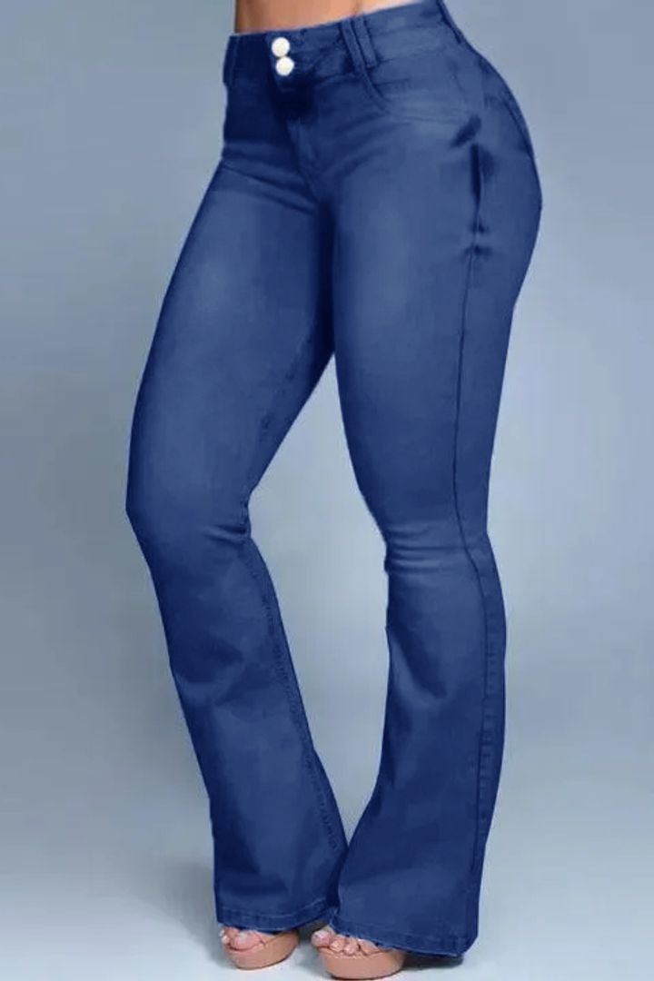 Butt-Lifting Schlagjeans mit Knopfleiste