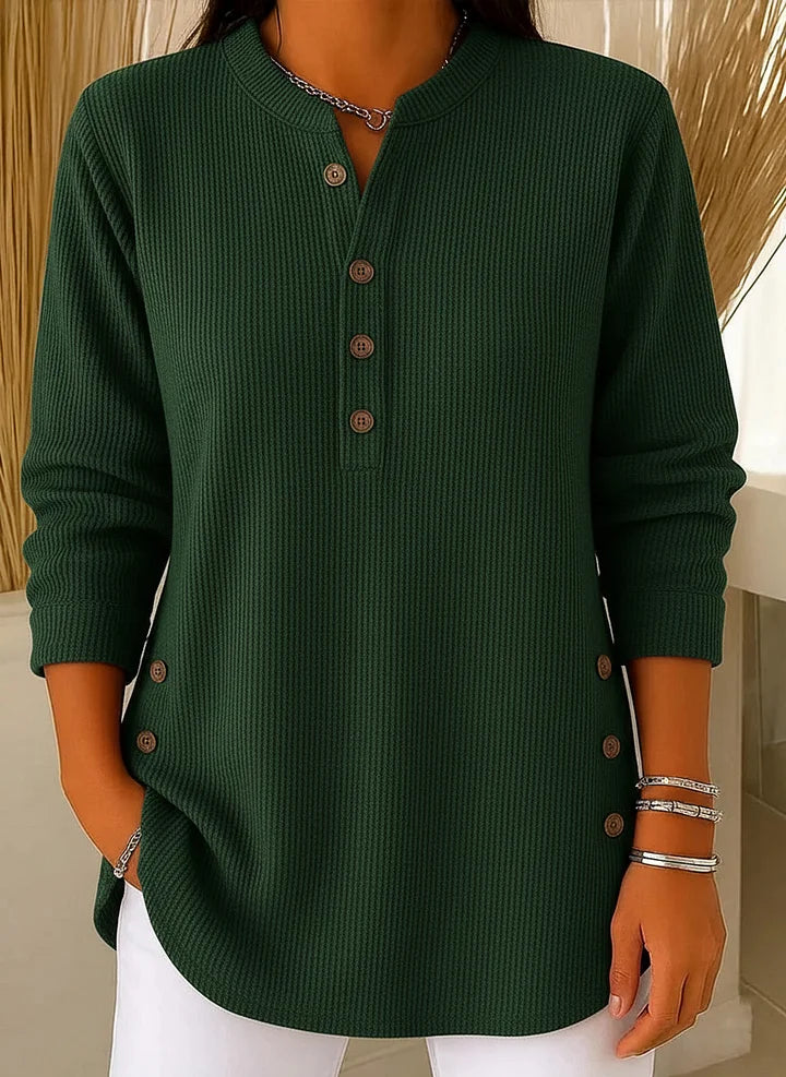 Damen einfarbiger Rundhals-Langarm-Freizeitstrickpullover