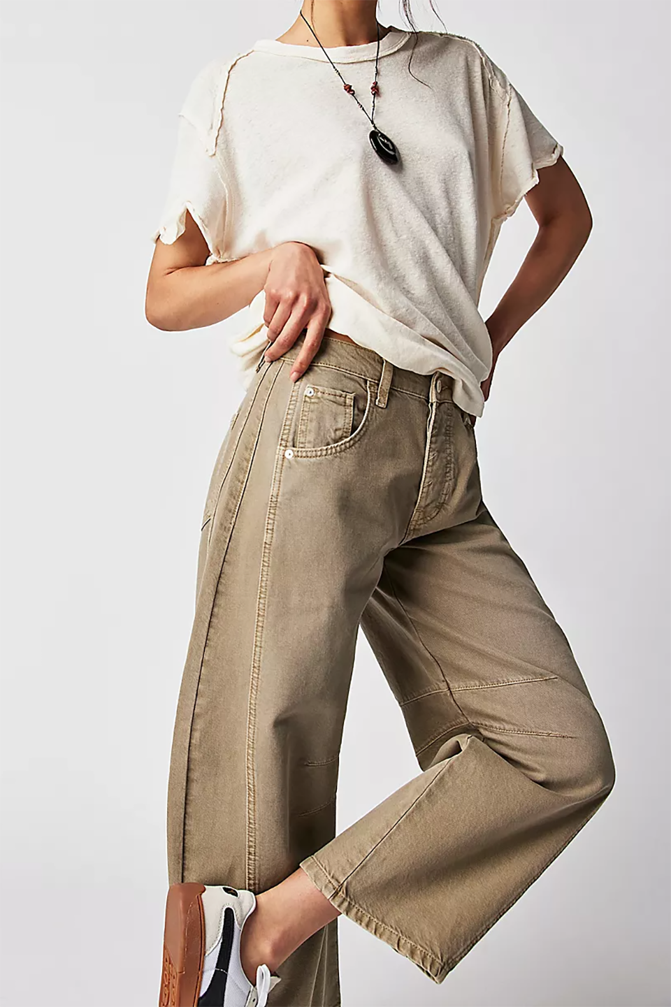 High Stretch Mid-Rise Barrel Jeans Fashion Weite Beinform (Kaufe 2, Versandkostenfrei)