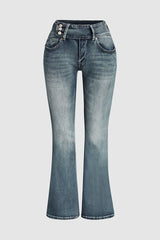 Vintage Knopf Mid Rise Schlagjeans