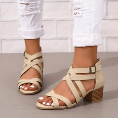 Orthopädische Retro-Sandalen mit Blockabsatz für Damen