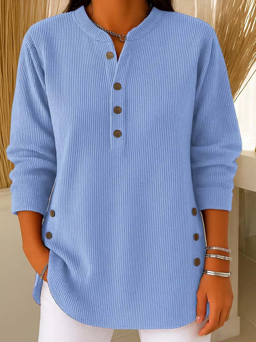 Damen einfarbiger Rundhals-Langarm-Freizeitstrickpullover