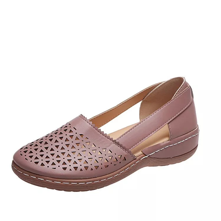 Damen Wedges Orthopädische Ausgeschnittene PU Sommer Vintage Sandalen